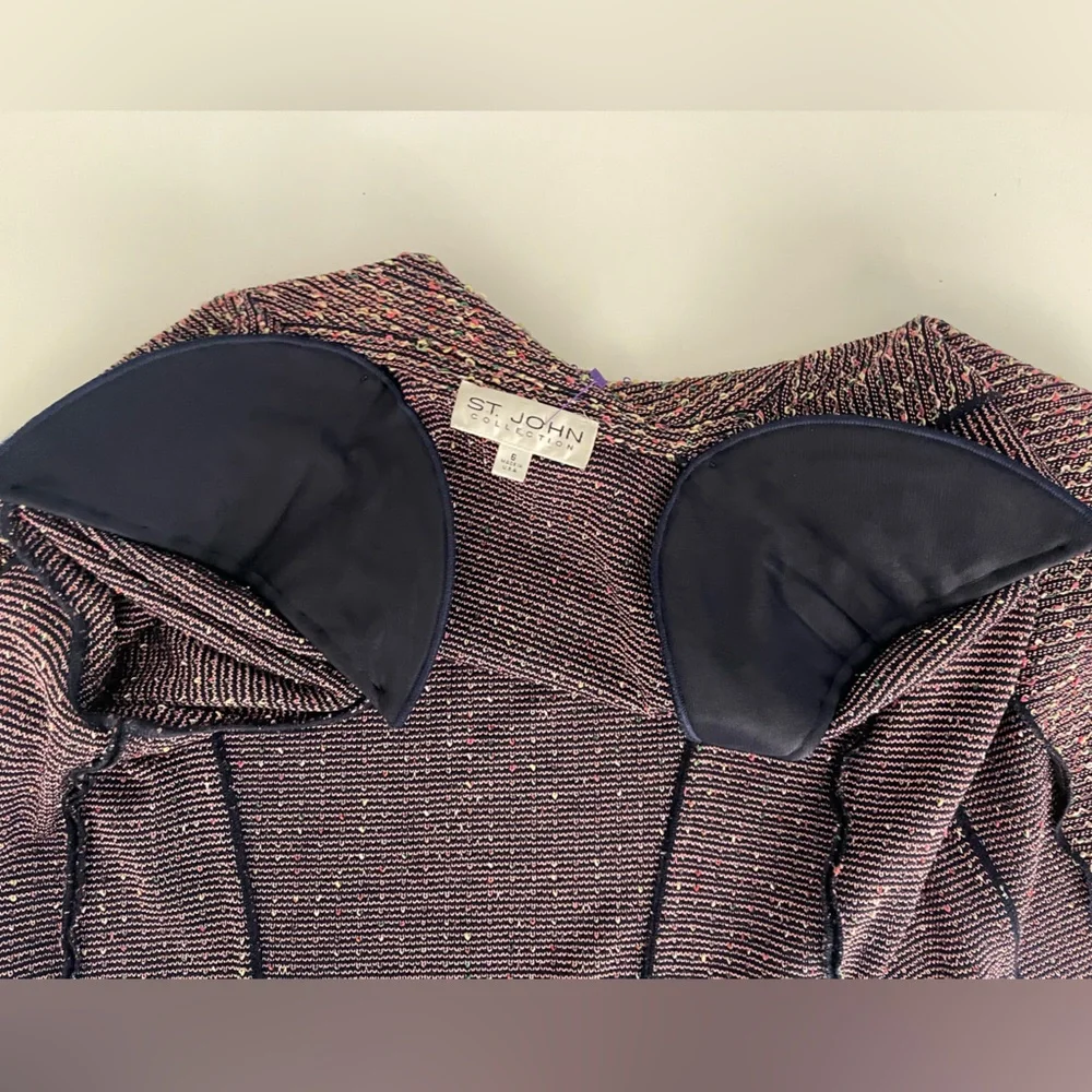 St. John Collection Tweed Blazer Jacket Texture Knit Multicolor - Picture 8 of 11
